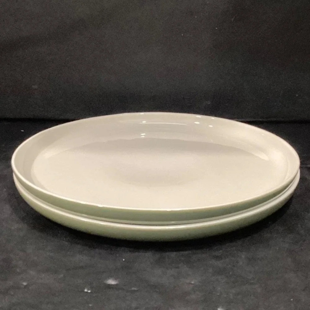 Dowan‎ Cream Dinner Plates, Set of 2, Green Underside, Replacement Dinnerware